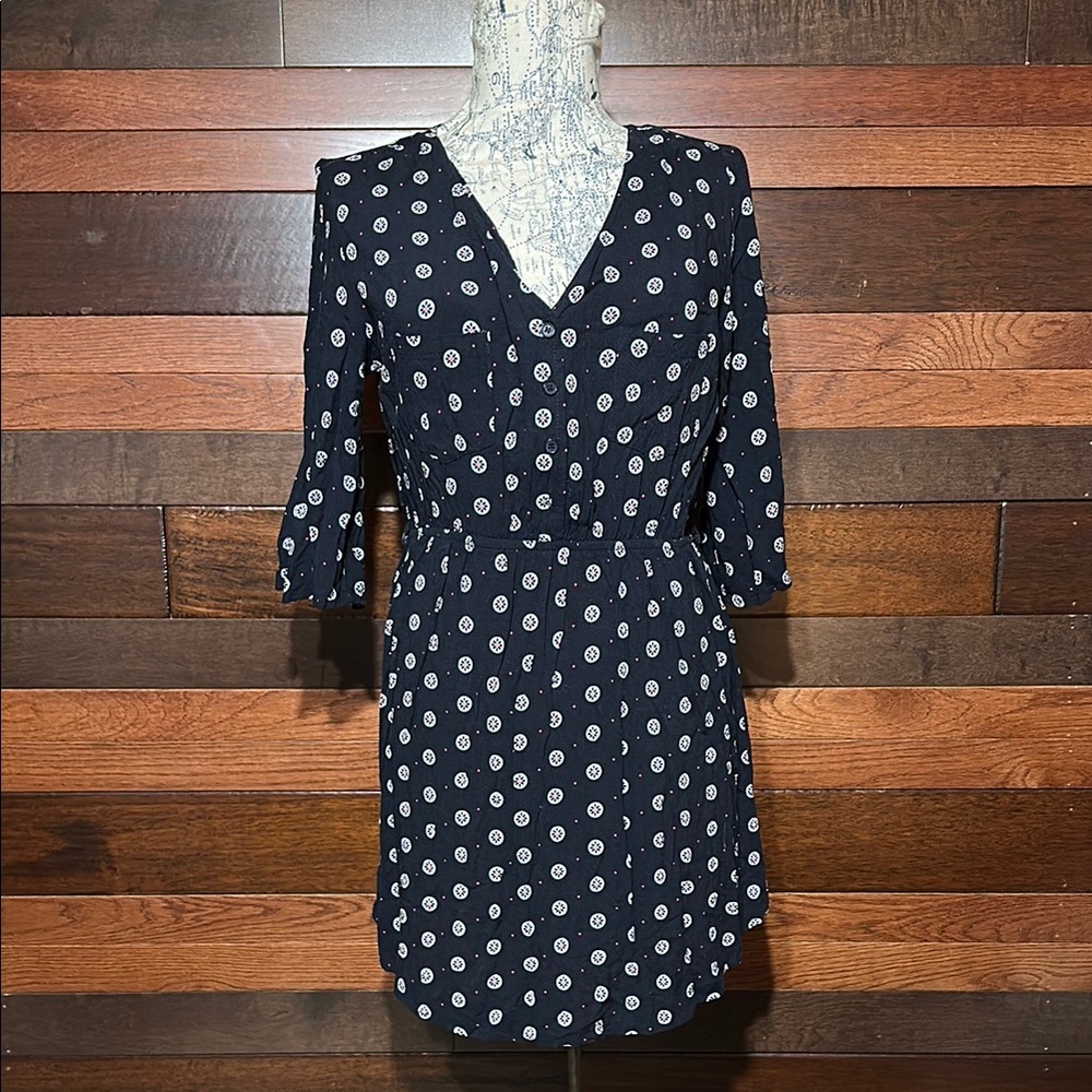 Mimi Chica Navy Polka Dot Midi Dress